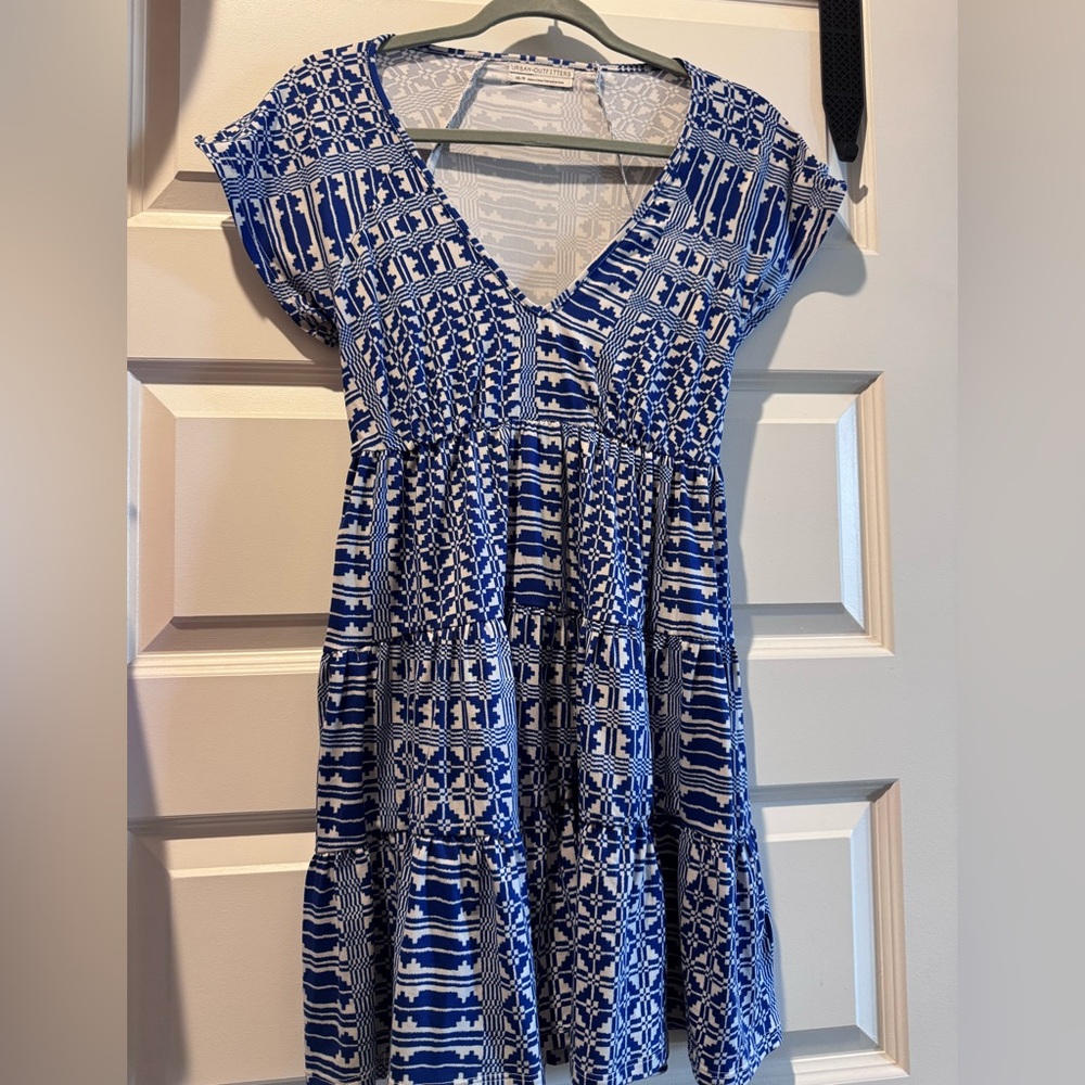 Urban Outfitters Blue and White Geometric print dress